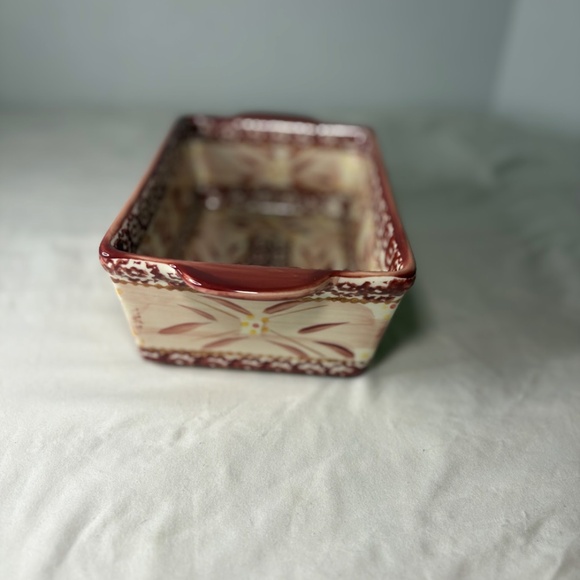 Temptations By Tara Ovenware Baking Loaf Pan Old World Cranberry/Red 1.5 Qt. - Picture 3 of 8